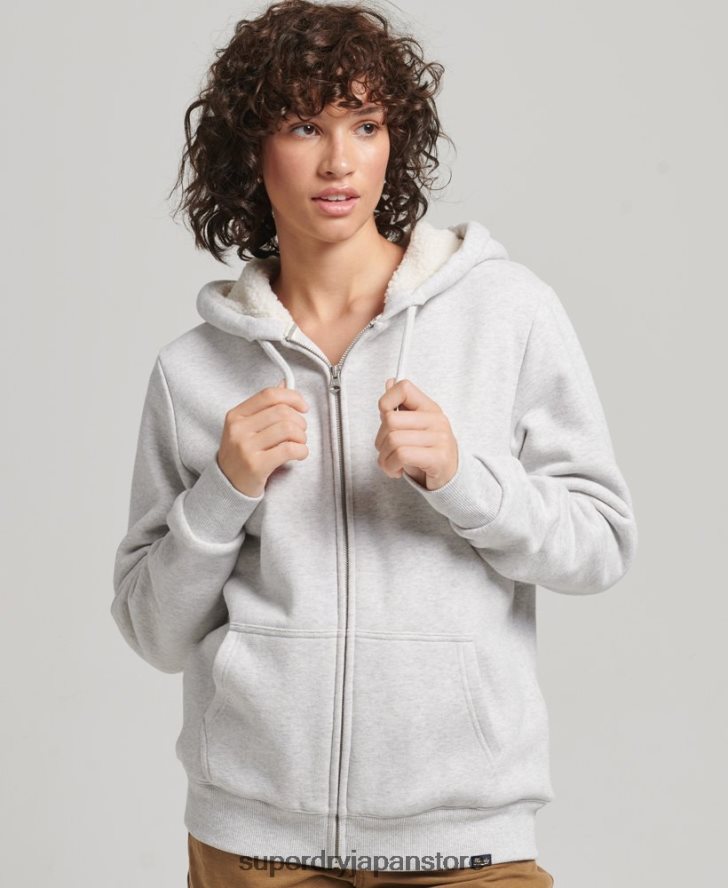 エッセンシャルボーグ裏地付きジップパーカー 女性 Superdry 衣類 ライトグレー 2J62PZ5752