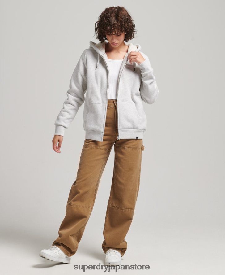 エッセンシャルボーグ裏地付きジップパーカー 女性 Superdry 衣類 ライトグレー 2J62PZ5752