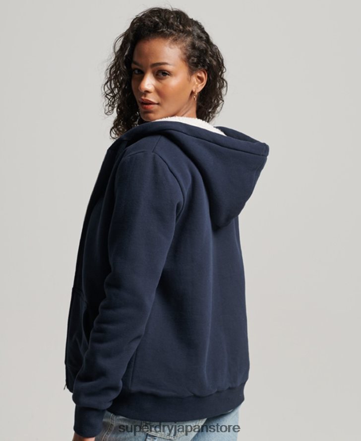 エッセンシャルボーグ裏地付きジップパーカー 女性 Superdry 衣類 海軍 2J62PZ5755
