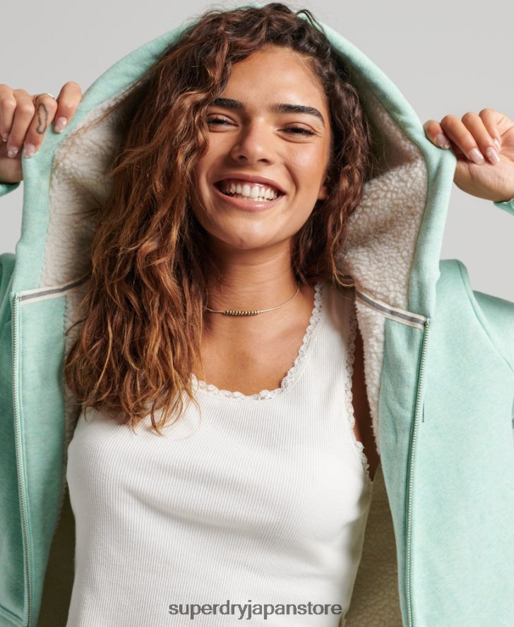 エッセンシャルボーグ裏地付きジップパーカー 女性 Superdry 衣類 緑 2J62PZ5757