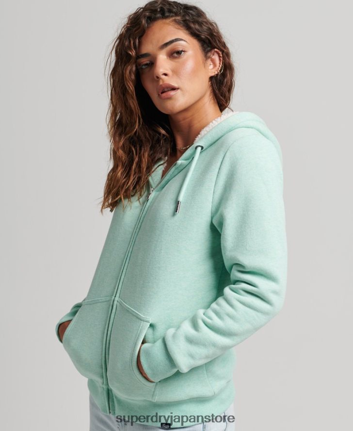 エッセンシャルボーグ裏地付きジップパーカー 女性 Superdry 衣類 緑 2J62PZ5757