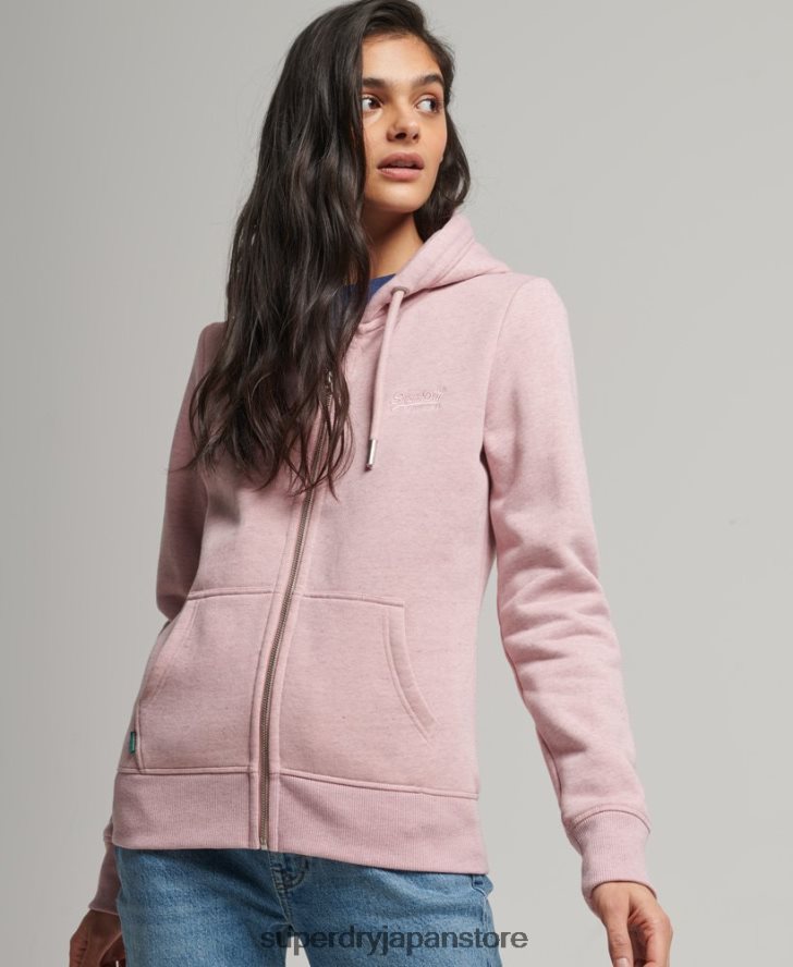 オーガニックコットン ヴィンテージロゴ ジップパーカー 女性 Superdry 衣類 ピンク 2J62PZ5763