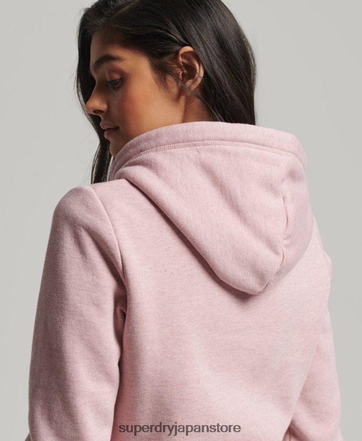 オーガニックコットン ヴィンテージロゴ ジップパーカー 女性 Superdry 衣類 ピンク 2J62PZ5763