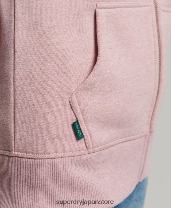 オーガニックコットン ヴィンテージロゴ ジップパーカー 女性 Superdry 衣類 ピンク 2J62PZ5763