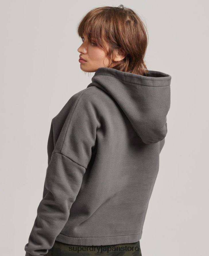 ヴィンテージロゴボックスフィットパーカー 女性 Superdry 衣類 濃い灰色 2J62PZ5764