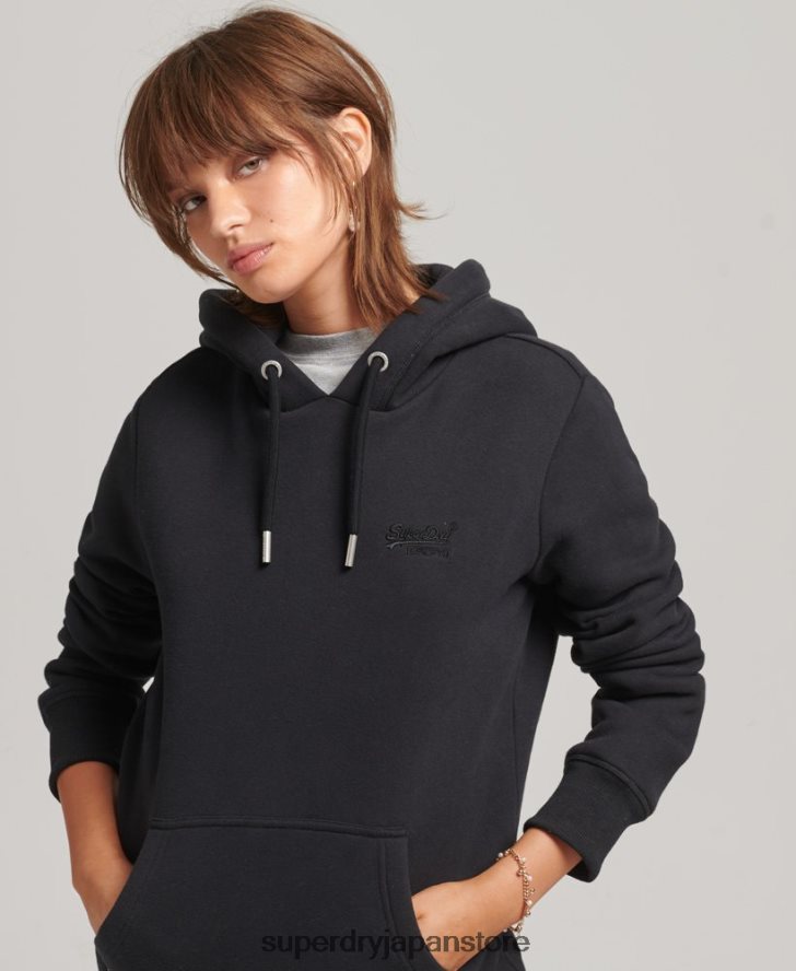 オーガニックコットン エッセンシャル ロゴ パーカー 女性 Superdry 衣類 黒 2J62PZ5766