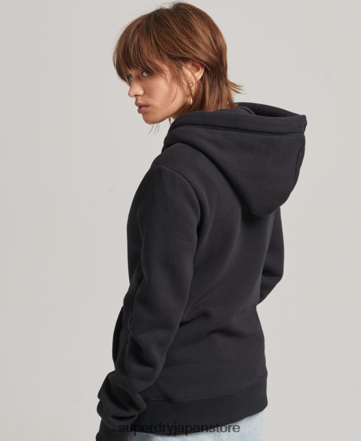 オーガニックコットン エッセンシャル ロゴ パーカー 女性 Superdry 衣類 黒 2J62PZ5766