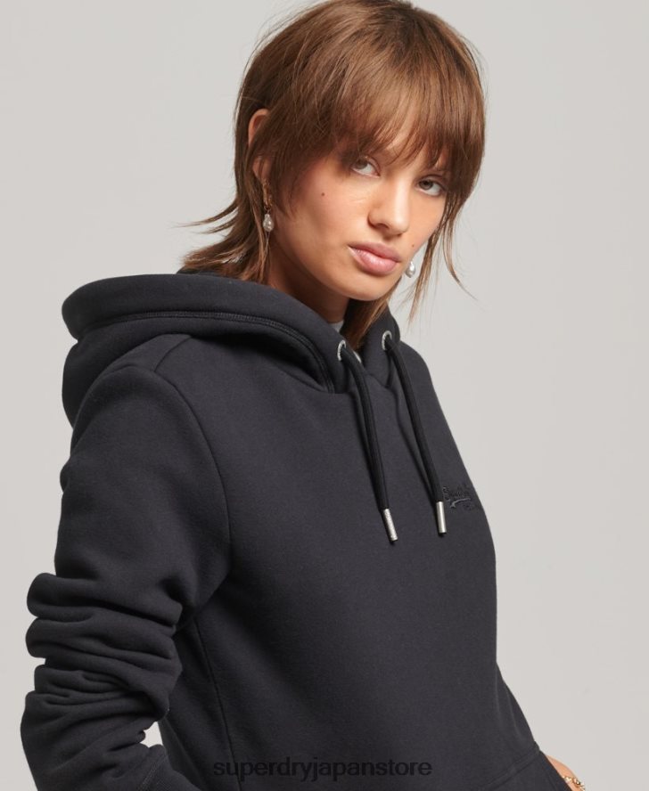 オーガニックコットン エッセンシャル ロゴ パーカー 女性 Superdry 衣類 黒 2J62PZ5766