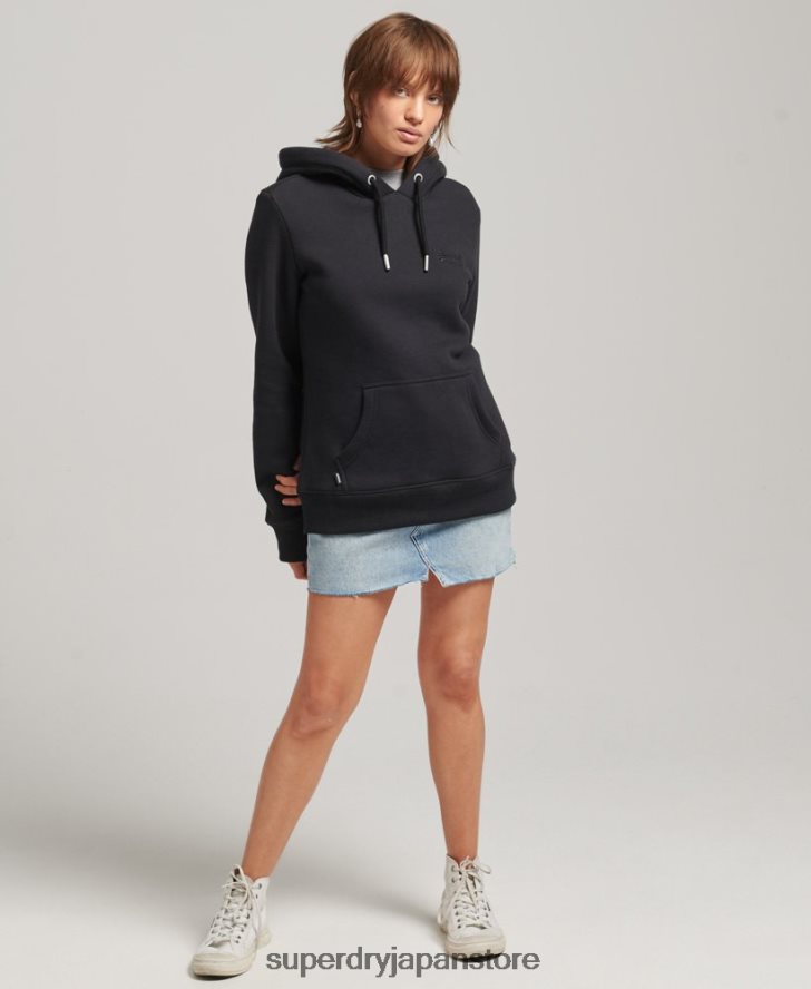 オーガニックコットン エッセンシャル ロゴ パーカー 女性 Superdry 衣類 黒 2J62PZ5766