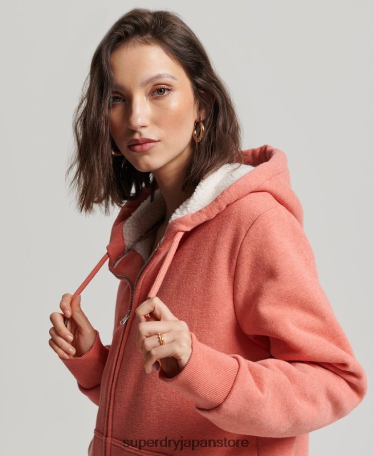 エッセンシャルボーグ裏地付きジップパーカー 女性 Superdry 衣類 コーラル 2J62PZ5767