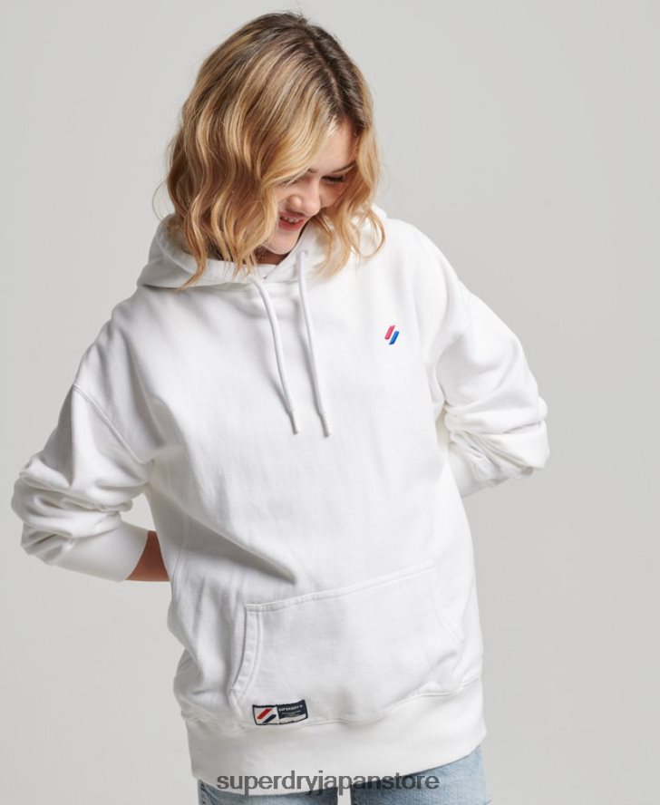 オーガニックコットン エッセンシャル オーバーサイズ パーカー 女性 Superdry 衣類 白 2J62PZ5768
