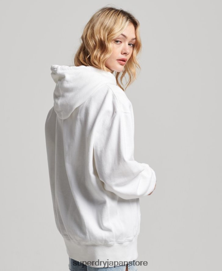 オーガニックコットン エッセンシャル オーバーサイズ パーカー 女性 Superdry 衣類 白 2J62PZ5768