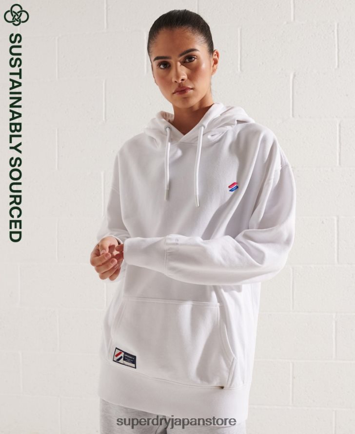 オーガニックコットン エッセンシャル オーバーサイズ パーカー 女性 Superdry 衣類 白 2J62PZ5768
