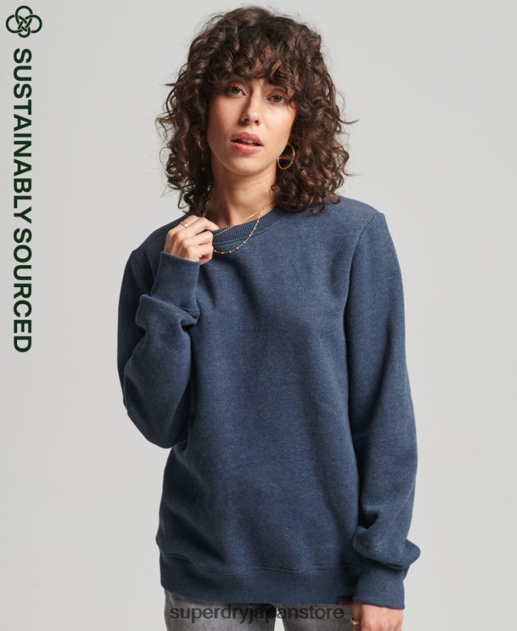 オーガニックコットン ヴィンテージロゴ クルースウェットシャツ 女性 Superdry 衣類 海軍 2J62PZ5769