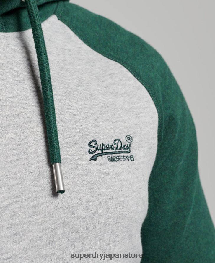 ヴィンテージロゴベースボールパーカー 男性 Superdry 衣類 緑 2J62PZ576