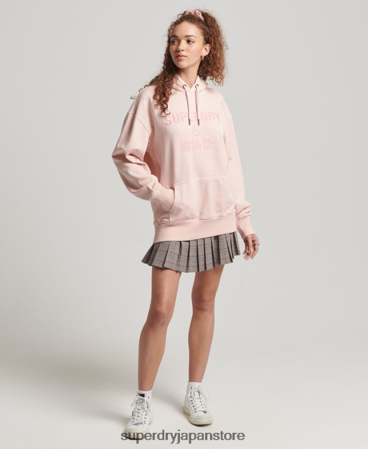 コードロゴガーメントダイオーバーサイズパーカー 女性 Superdry 衣類 ピンク 2J62PZ5775