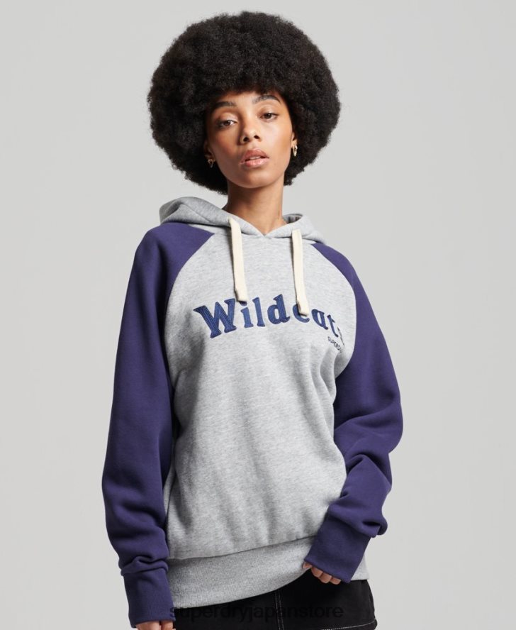 ヴィンテージカレッジラグランパーカー 女性 Superdry 衣類 グレー 2J62PZ5778
