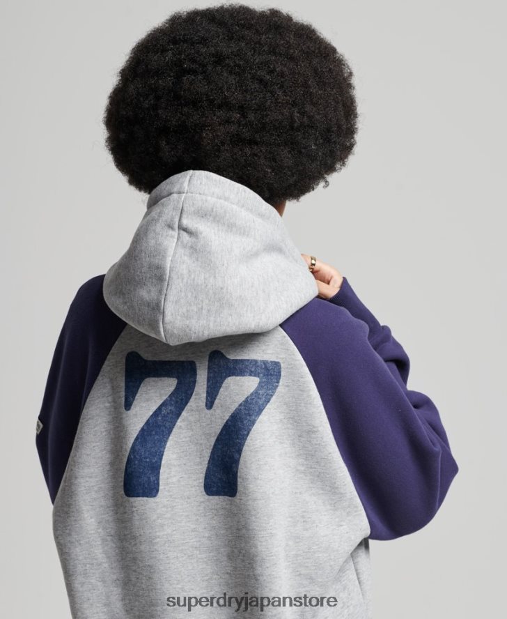 ヴィンテージカレッジラグランパーカー 女性 Superdry 衣類 グレー 2J62PZ5778