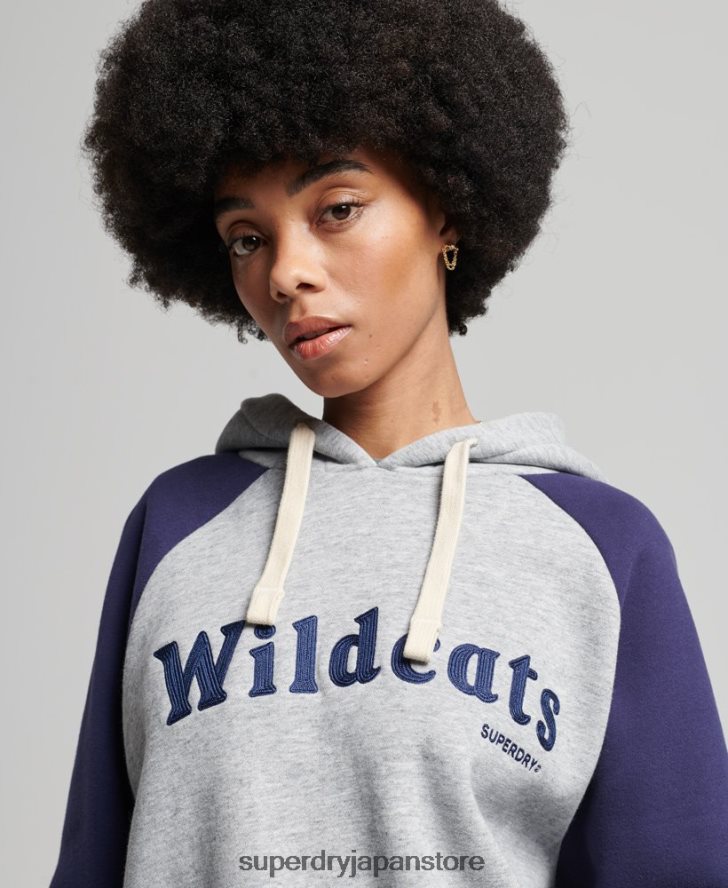 ヴィンテージカレッジラグランパーカー 女性 Superdry 衣類 グレー 2J62PZ5778