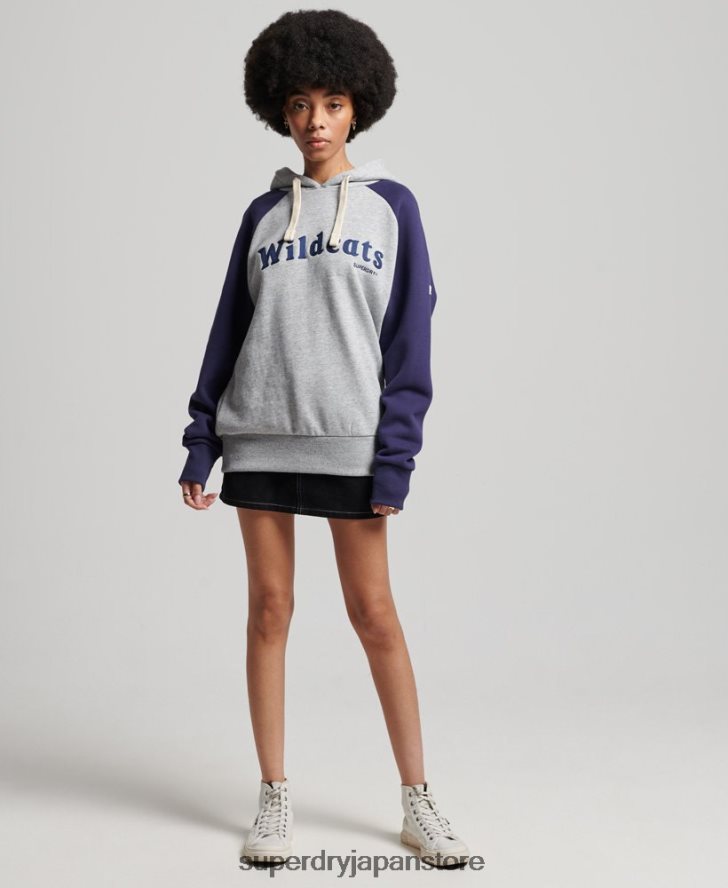 ヴィンテージカレッジラグランパーカー 女性 Superdry 衣類 グレー 2J62PZ5778