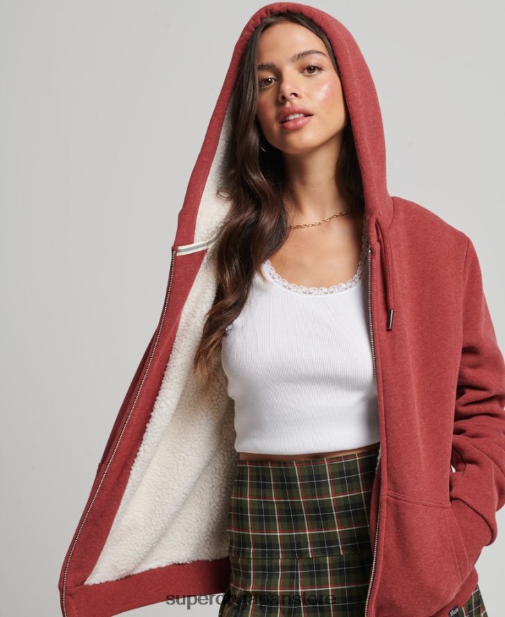 エッセンシャルボーグ裏地付きジップパーカー 女性 Superdry 衣類 赤 2J62PZ5779