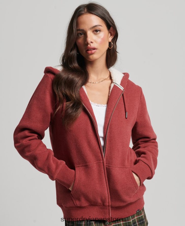 エッセンシャルボーグ裏地付きジップパーカー 女性 Superdry 衣類 赤 2J62PZ5779