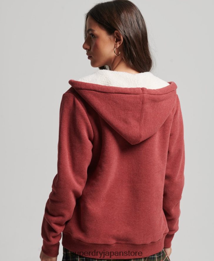 エッセンシャルボーグ裏地付きジップパーカー 女性 Superdry 衣類 赤 2J62PZ5779