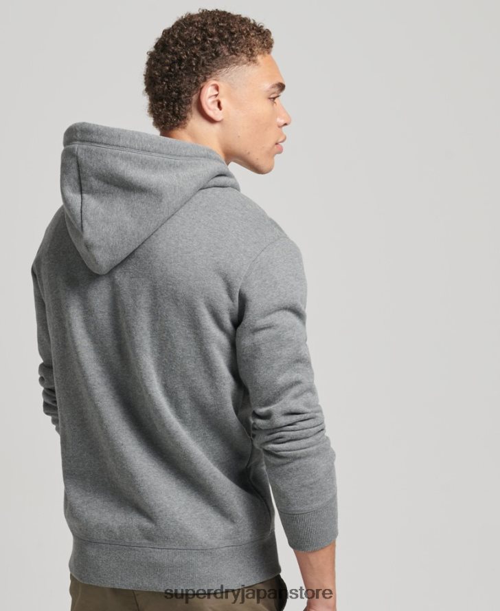 オーガニックコットン ヴィンテージロゴ刺繍ジップパーカー 男性 Superdry 衣類 グレー 2J62PZ577