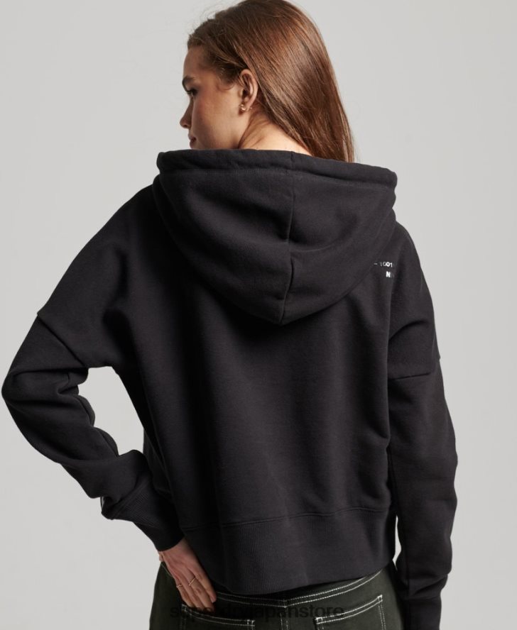 インディペンデントロゴフォイルクロップパーカー 女性 Superdry 衣類 黒 2J62PZ5780