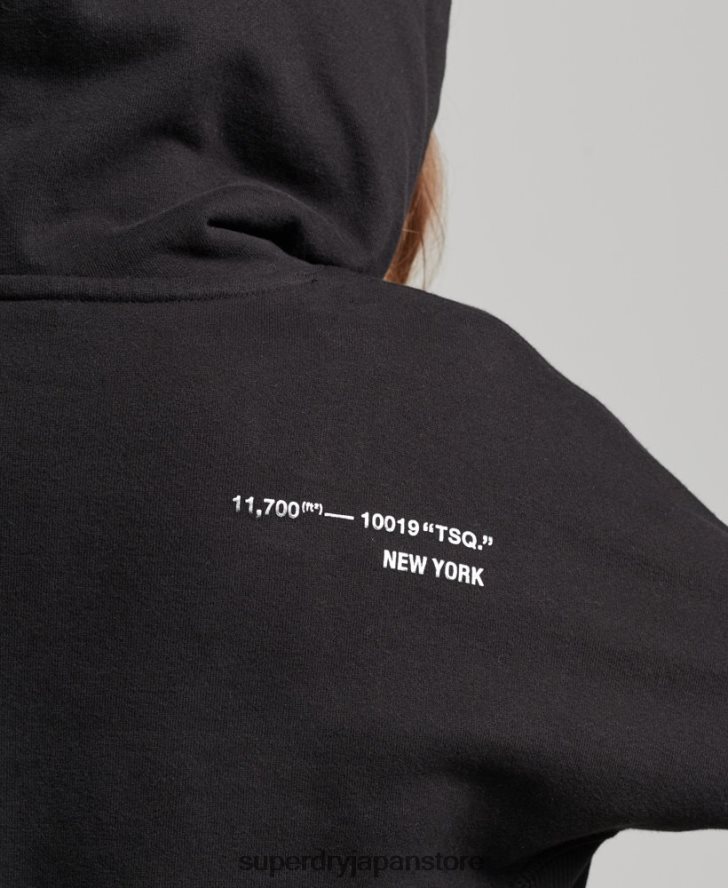 インディペンデントロゴフォイルクロップパーカー 女性 Superdry 衣類 黒 2J62PZ5780