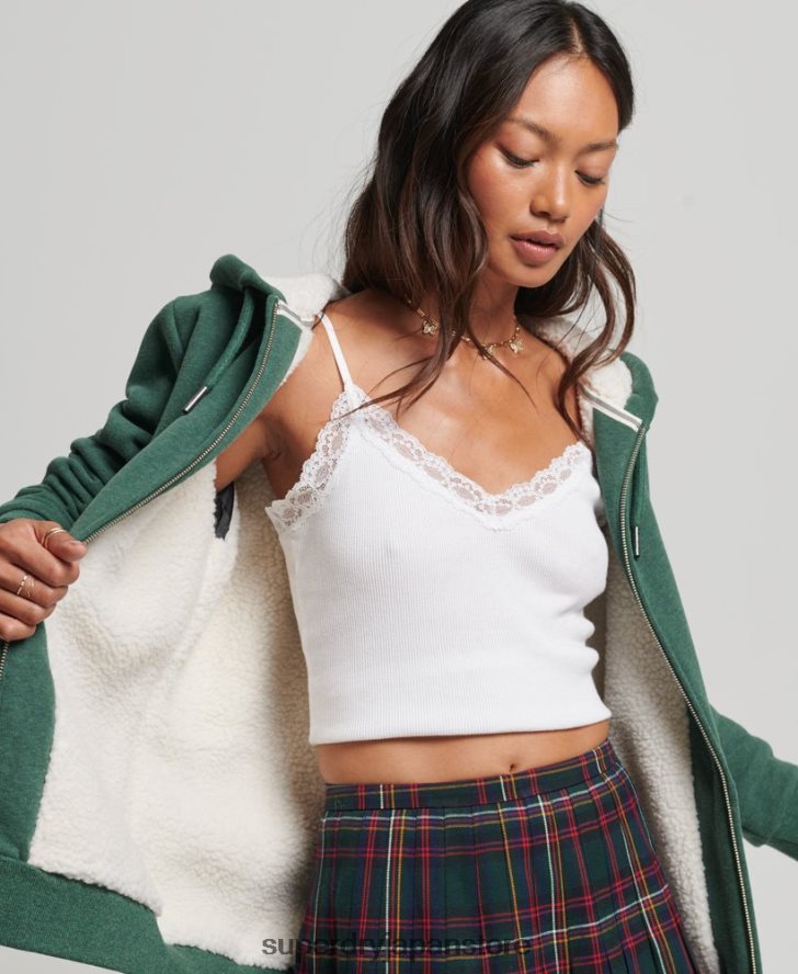 エッセンシャルボーグ裏地付きジップパーカー 女性 Superdry 衣類 緑 2J62PZ5782