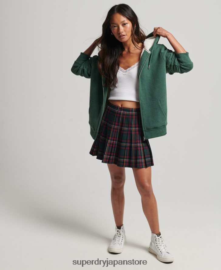 エッセンシャルボーグ裏地付きジップパーカー 女性 Superdry 衣類 緑 2J62PZ5782