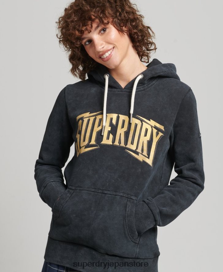ブランドマークメタルパーカー 女性 Superdry 衣類 黒 2J62PZ5783