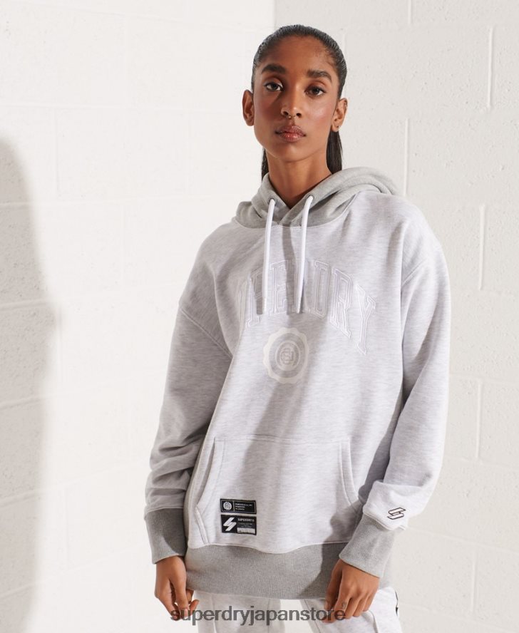 バーシティアーチ オーバーサイズ パーカー 女性 Superdry 衣類 ライトグレー 2J62PZ5784