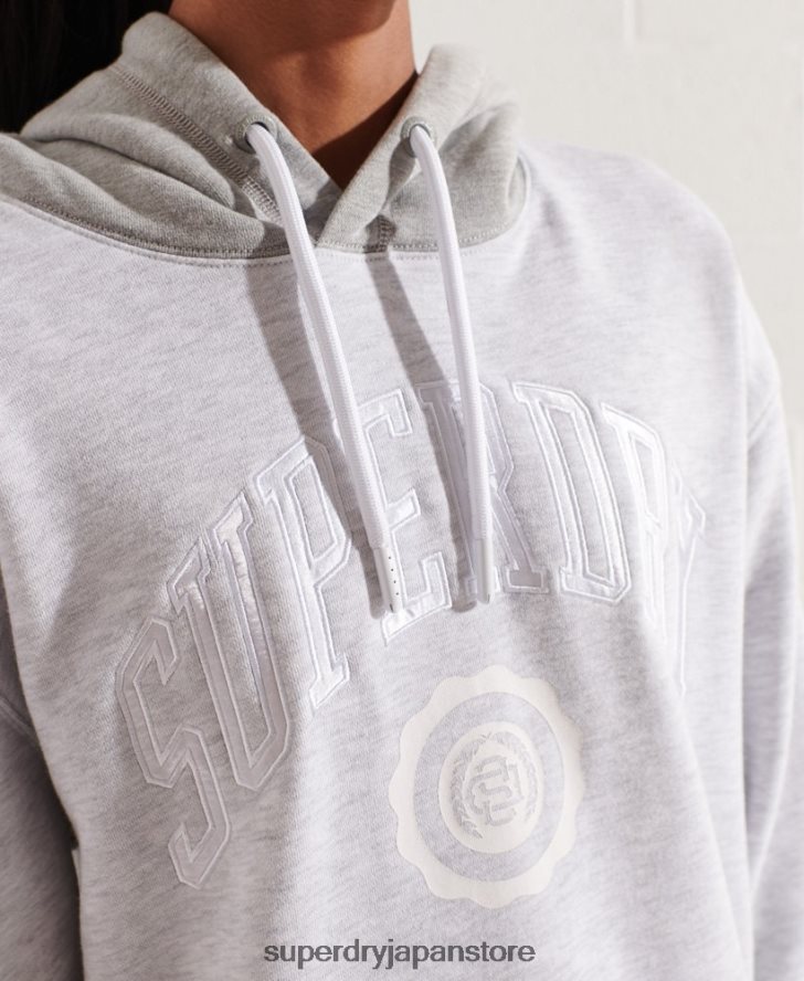 バーシティアーチ オーバーサイズ パーカー 女性 Superdry 衣類 ライトグレー 2J62PZ5784