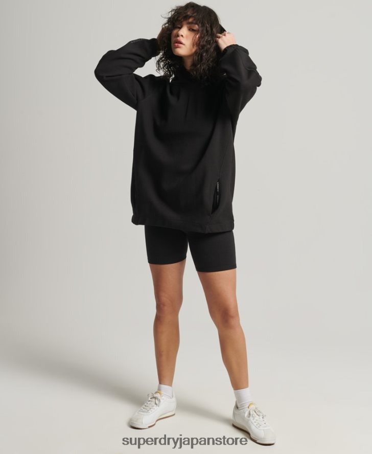 コードテック オーバーサイズ パーカー 女性 Superdry 衣類 黒 2J62PZ5789