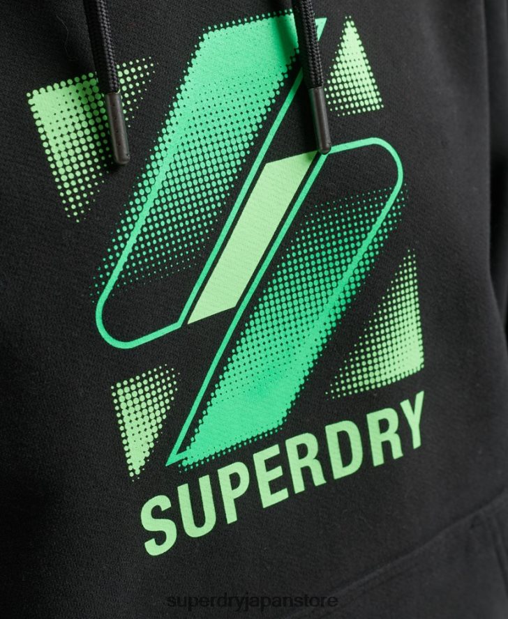 コードハーフトーンロゴオーバーサイズパーカー 女性 Superdry 衣類 黒 2J62PZ5791