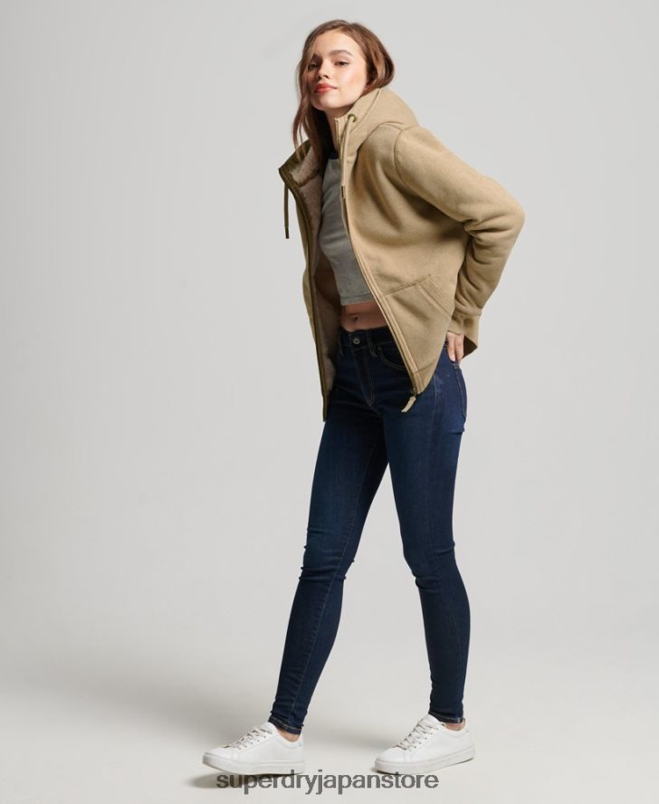オーガニックコットン ブラックベア ボーグ ジップパーカー 女性 Superdry 衣類 黄褐色 2J62PZ5793