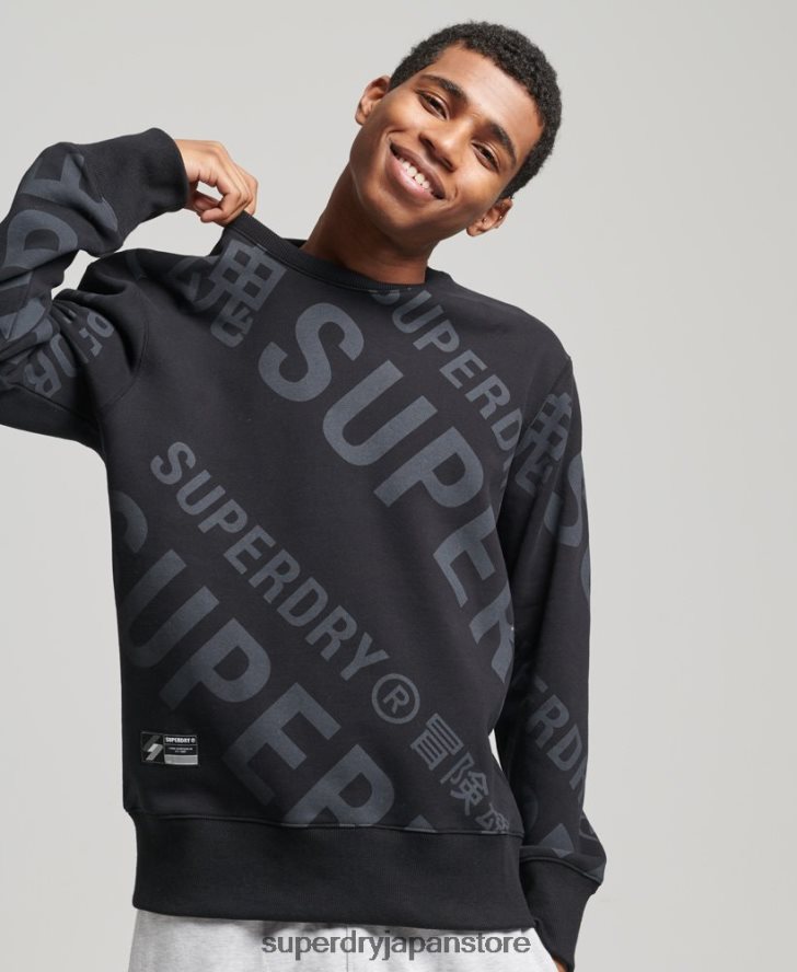 コアロゴ総柄プリントクルースウェットシャツ 男性 Superdry 衣類 黒 2J62PZ5802