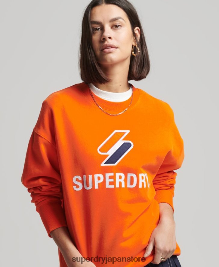 コードスタックアップリケオーバーサイズクルースウェットシャツ 女性 Superdry 衣類 オレンジ 2J62PZ5803
