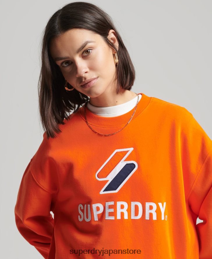コードスタックアップリケオーバーサイズクルースウェットシャツ 女性 Superdry 衣類 オレンジ 2J62PZ5803