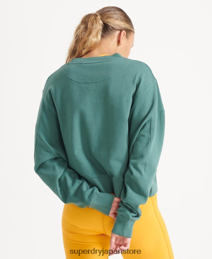 オーガニックコットン フレックス バットウィング クルー スウェットシャツ 女性 Superdry 衣類 緑 2J62PZ5806