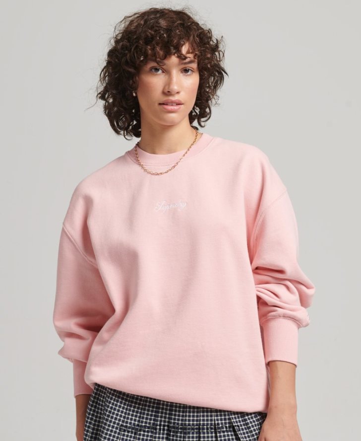ヘリテージ オーバーサイズ エンブロイダリー クルースウェットシャツ 女性 Superdry 衣類 ピンク 2J62PZ5808