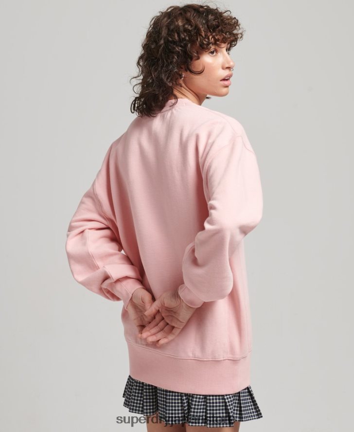 ヘリテージ オーバーサイズ エンブロイダリー クルースウェットシャツ 女性 Superdry 衣類 ピンク 2J62PZ5808