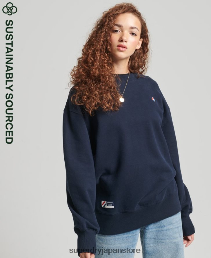 オーガニックコットン エッセンシャル クルー スウェットシャツ 女性 Superdry 衣類 海軍 2J62PZ5809