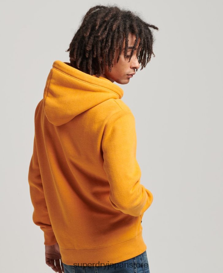 オーガニックコットン ヴィンテージロゴ刺繍ジップパーカー 男性 Superdry 衣類 黄色 2J62PZ580