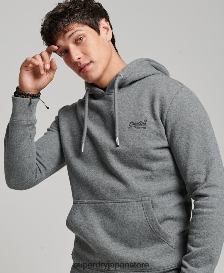 ヴィンテージロゴ刺繍パーカー 男性 Superdry 衣類 グレー 2J62PZ581