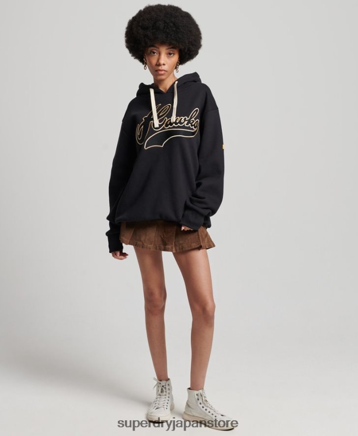 ヴィンテージカレッジパーカー 女性 Superdry 衣類 黒 2J62PZ5811