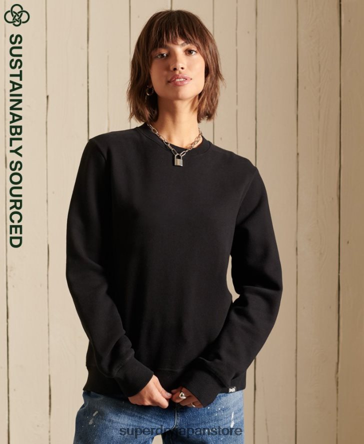 オーガニックコットン ヴィンテージロゴ クルースウェットシャツ 女性 Superdry 衣類 黒 2J62PZ5814