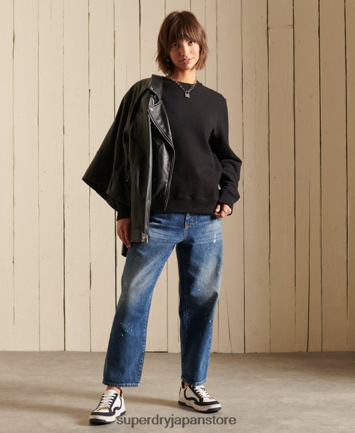 オーガニックコットン ヴィンテージロゴ クルースウェットシャツ 女性 Superdry 衣類 黒 2J62PZ5814